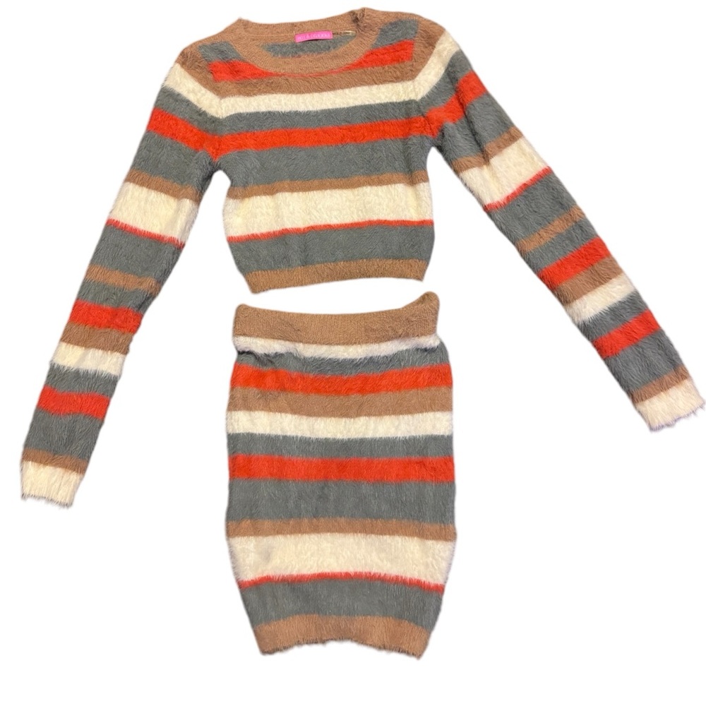 Furry Stripped 2 Piece Set